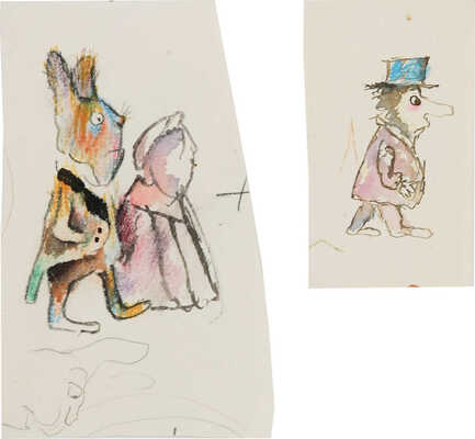 Калиновский Геннадий Владимирович. Лот из четырех вариантов иллюстраций к книге Л. Кэрролла в пересказе Бориса Заходера «Приключения Алисы в Стране Чудес» (М.: Детская литература, 1974), с. 27, 28,132, рис. 24, 25, 121. 1974 г.